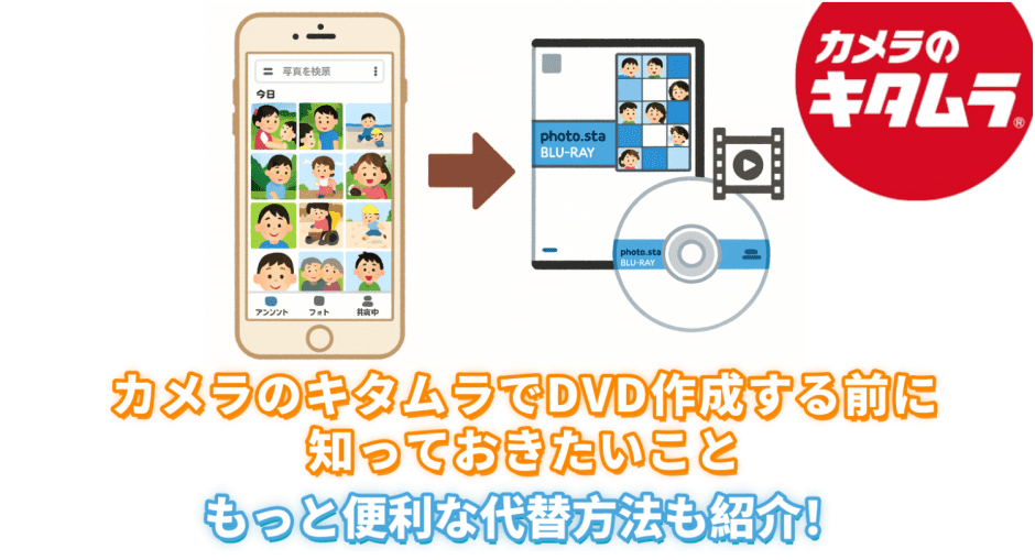 カメラのキタムラのDVD作成サービスと代替手段を紹介する記事のアイキャッチ画像