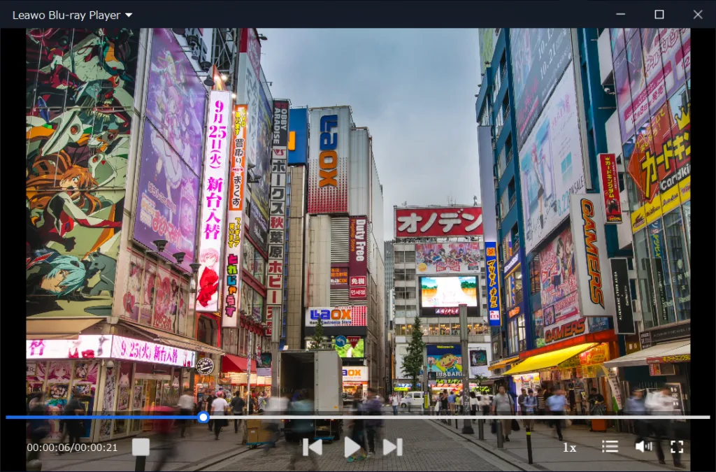 Leawo Blu-ray Playerの再生画面(ソフトの使用例)