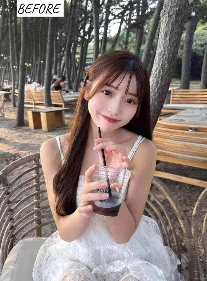 ぼやけた顔写真とAI高画質化後の鮮明な顔写真の比較 before