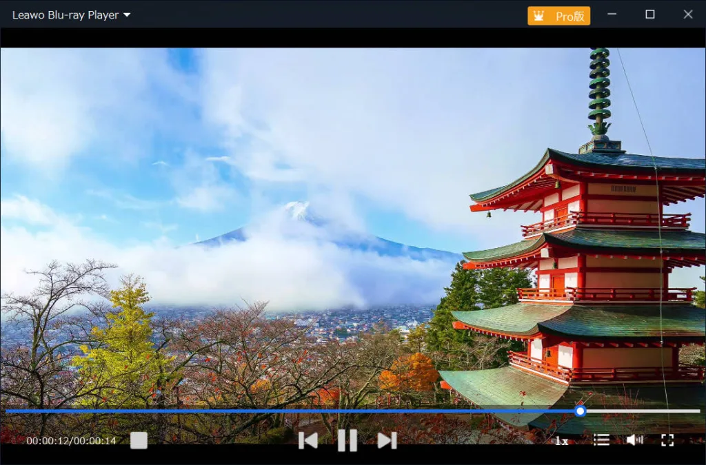 Leawo Blu-ray Playerで正常に再生できている画面