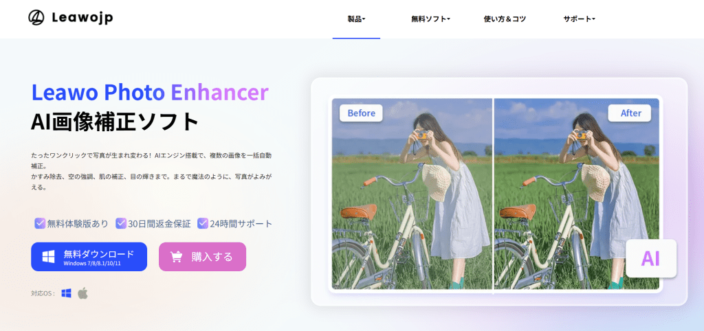 人気のAI画像高画質化ツール-1-leawo-photo-enhancer