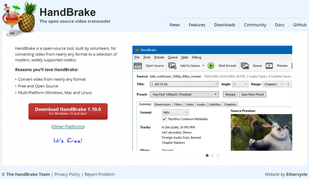 無料動画変換ソフト「HandBrake」のロゴアイコン