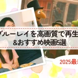 リビングのソファに座り、家族がノートパソコンで楽しそうにブルーレイ映画を鑑賞している様子