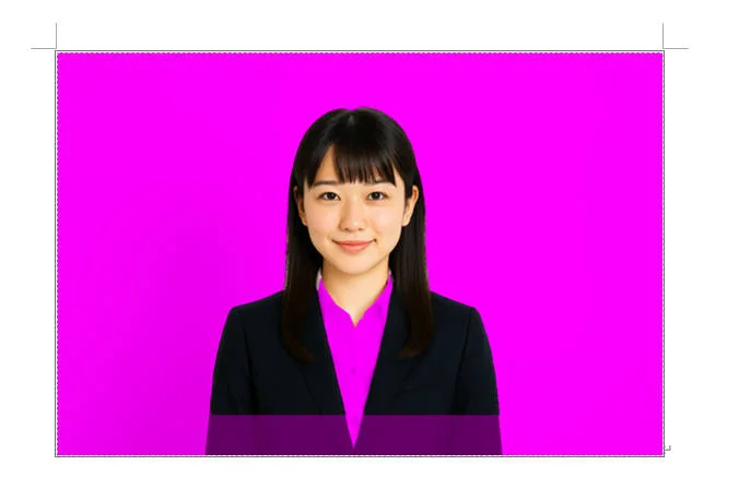背景削除で紫色に表示された削除範囲のプレビュー