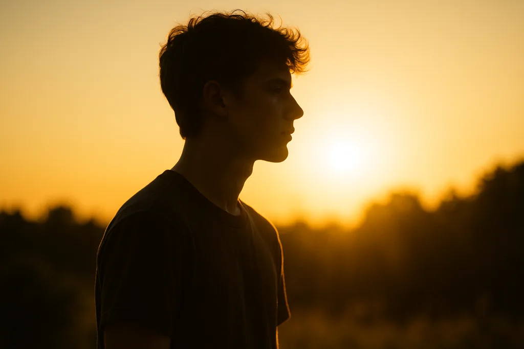 逆光で顔が暗く写った人物写真の例