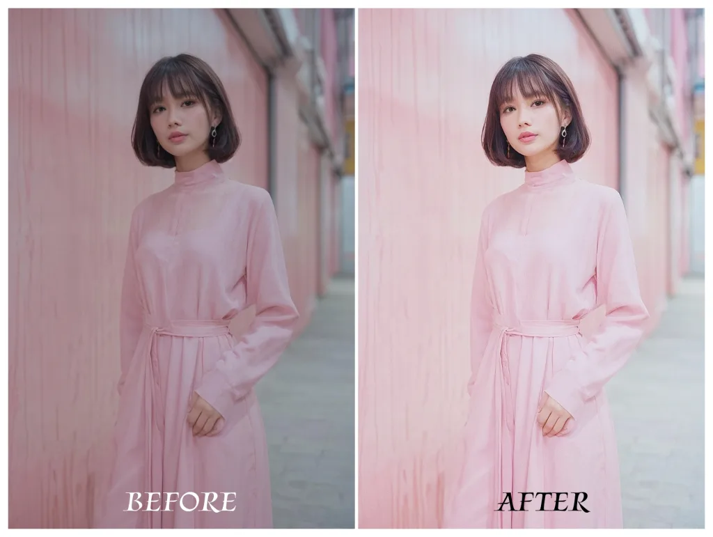 暗い逆光写真の顔を明るく補正したビフォーアフター画像