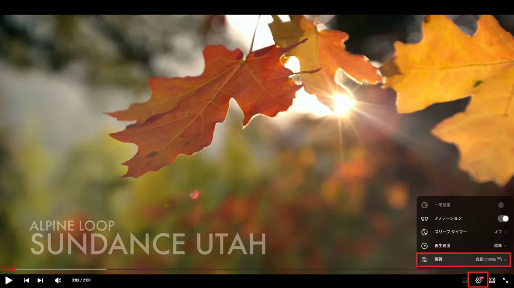 YouTubeで4K画質を設定するための操作手順（歯車アイコン→画質→2160p）